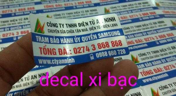 Tem thông số sản phẩm in decal thiếc Tem thông số sản phẩm in decal thiếc