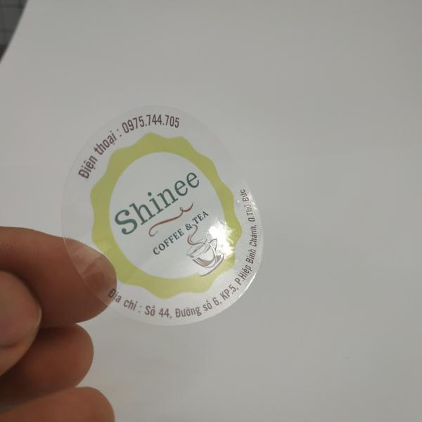 Nhãn cà phê Shinee - decal trong Nhãn cà phê Shinee - decal trong